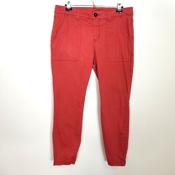 Cabi #5178 Women The Hutton Jogger Pants Sz 12 Nantucket Red Pockets Stretch - Picture 1 of 6